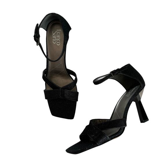 Franco Sarto Women's Rania 2 Ankle Strap Shimmer Heels Sandals Black Size 11 - Picture 1 of 7
